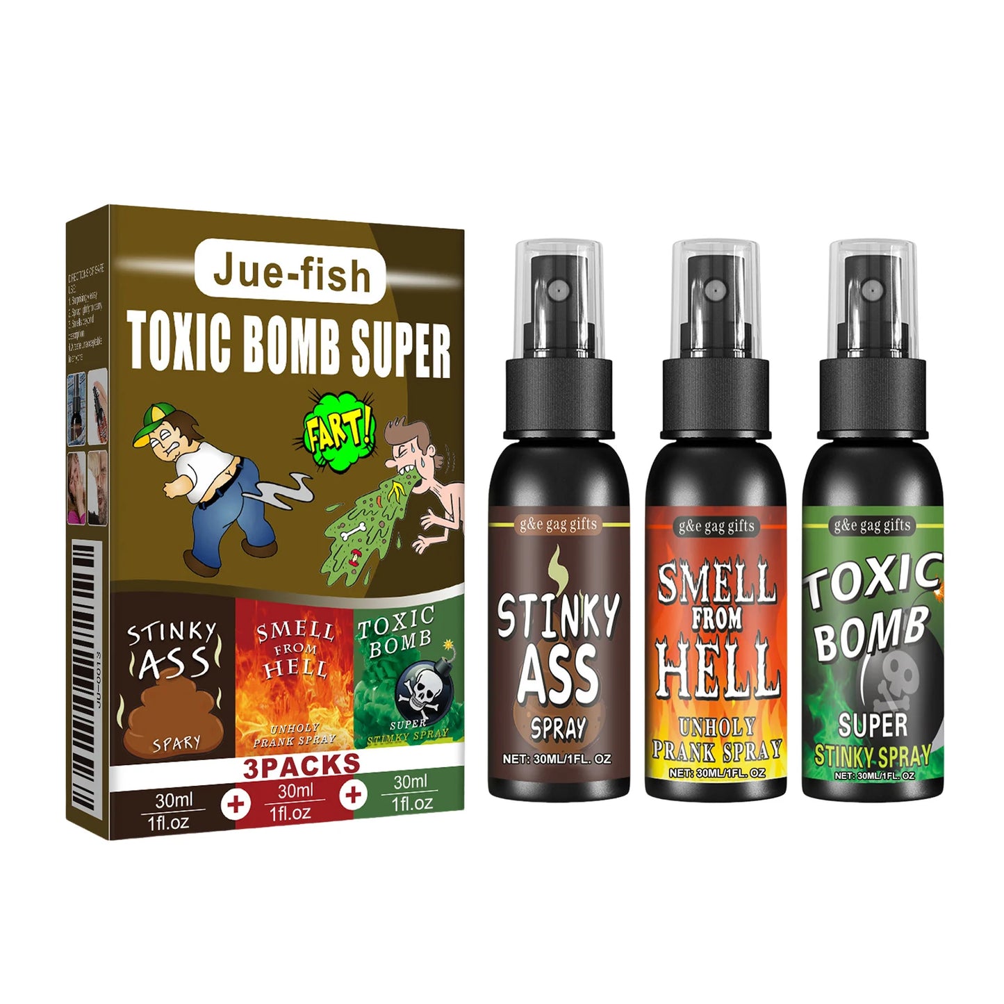 30ml Smelly Fart Spray,1/3pcs Can Stink Bomb Ass-Smelly Stinky Gas Crap Gag Prank Stuff Novelties Toy Joke Party Supplies